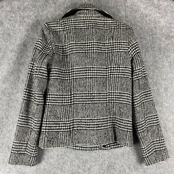 Banana Republic Wool Blend Coat Womens 6 Tall Houndstooth Double Breasted Preppy - Picture 10 of 14